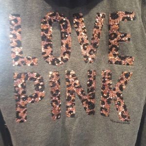 Victoria’s Secret Pink Fur lined sequin hoodie XS